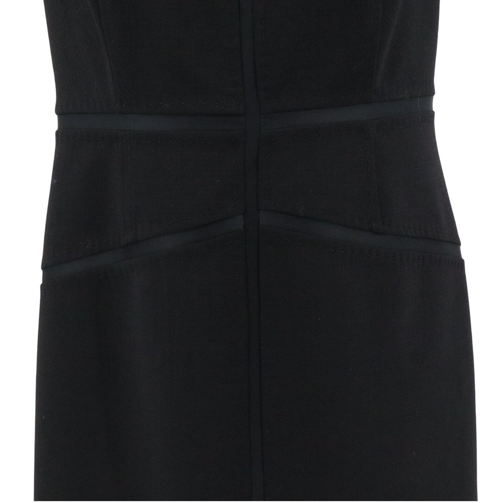 Tory Burch Satin Trim Wool Blend Sleeveless Sheath Work Cocktail Dress Black 4 - Picture 5 of 9